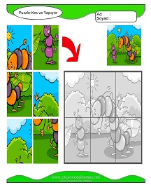 Puzzle Kes Yapıştır Çalışma Sayfaları